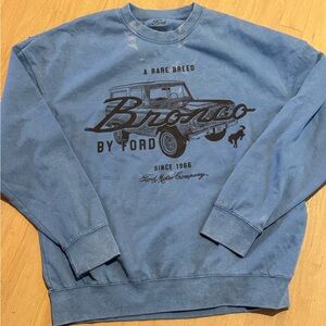 Ford Blue Washed Bronco Graphic Crewneck Sweatshirt